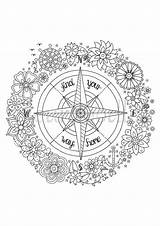 Compass Adults Fleurdoodles sketch template