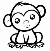 Coloring Animal Pages Cute Cartoon Print Colouring Animals Easy Drawing Template Monkey Kids Simple Printable Jungle Baby Drawings Templates Nose sketch template