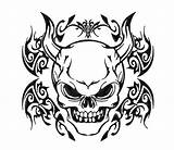 Coloring Demon Pages Skull Tribal Tattoo Drawings Stencil Tattoos Designs Demons Stencils Evil Head Color Printable Skulls Totenkopf Getdrawings Choose sketch template