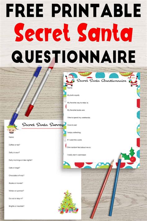 printable secret santa questionnaire secret santa survey