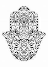 Hamsa Fatima Amulet Arabic Cultures Culturen Symbool Bloemenornament Volwassen Voorkomt Arabische Oostelijk Getekend Indiase Joodse Veel Kleuring Etnische Vecteezy Template sketch template