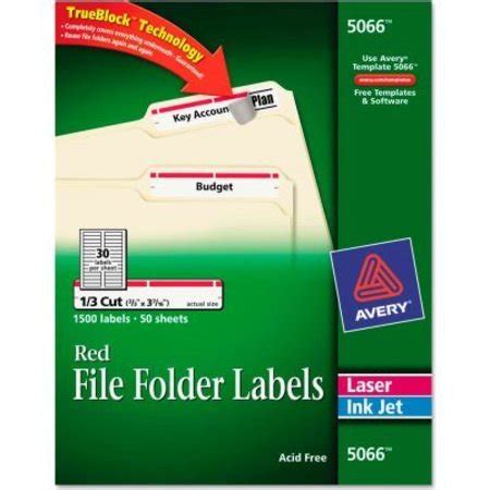 avery avery  adhesive laserinkjet file folder labels white red