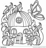 Coloring Pages Mushroom House Butterfly Fores Printable Getcolorings Forest Color Mushr Print sketch template