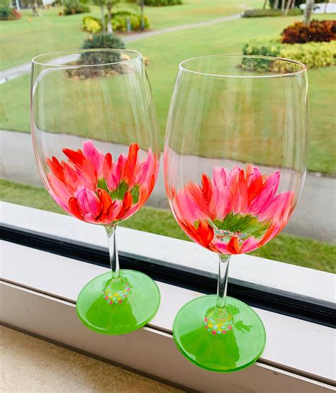 Excited To Share This Item From My Etsy Shop Flower Wine Glasses