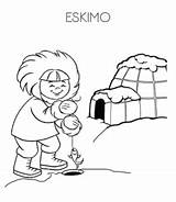Coloring Igloo Eskimo Pages Kids sketch template