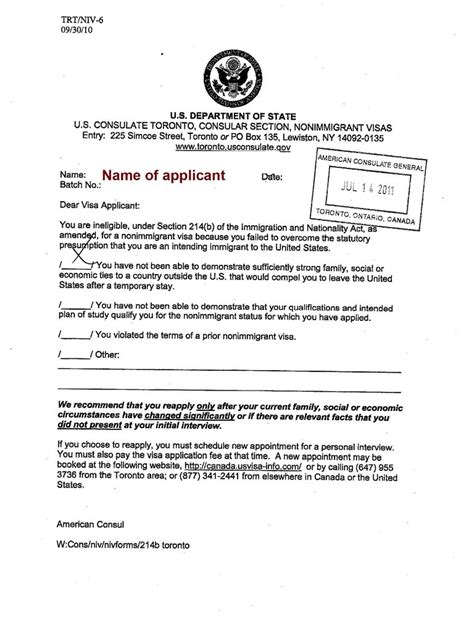 visa application  denied