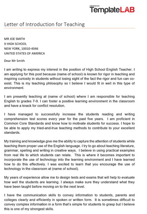 teaching letter  introduction collection letter template collection
