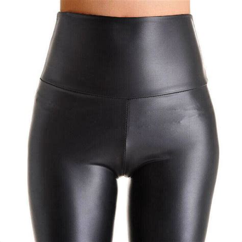 2020 women faux leather leggings pu shinny high waist