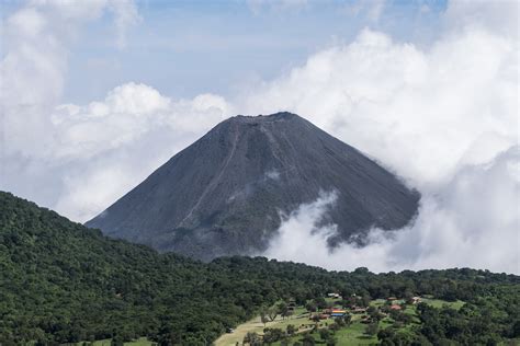 images isalco el salvador volcano clouds    stock