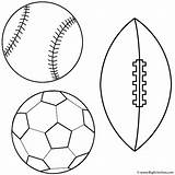 Baseball Football Coloring Soccer Sports Ball Print sketch template