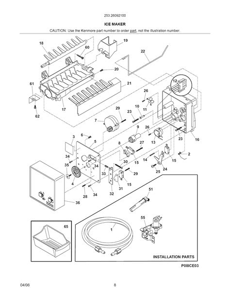 ice maker diagram parts list  model  kenmore elite parts freezer parts