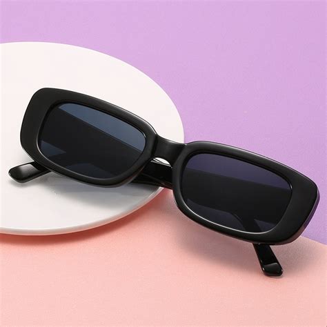 vintage black square sunglasses women luxury brand small rectangle sun