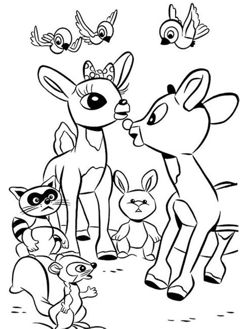rudolph  red nosed reindeer  friends coloring page color luna