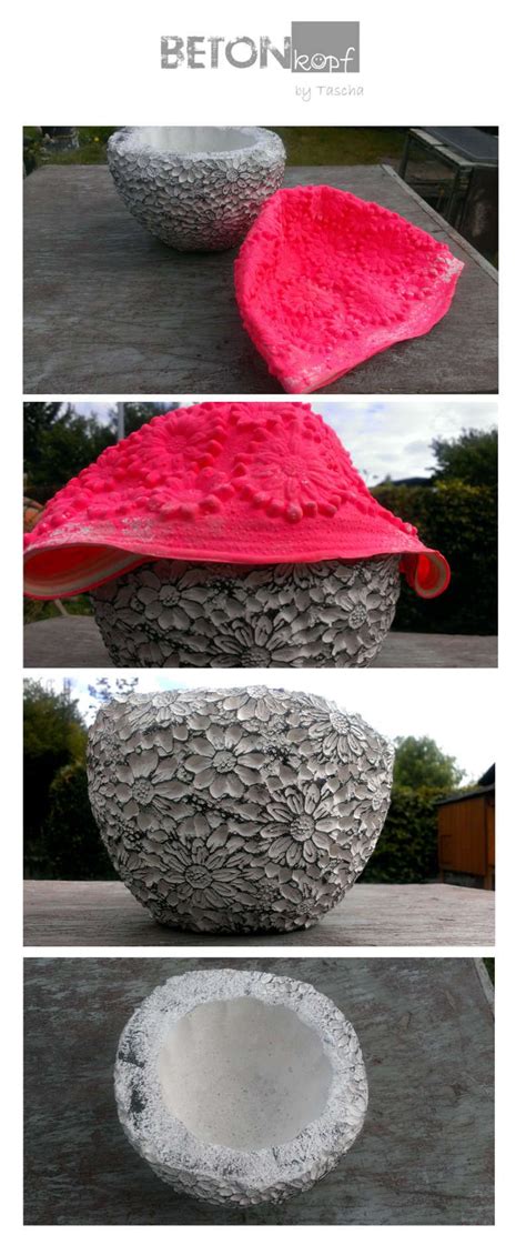 concrete planter out of a bathing cap concrete crafts