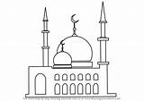 Mosque Draw Drawing Islam Step Learn sketch template