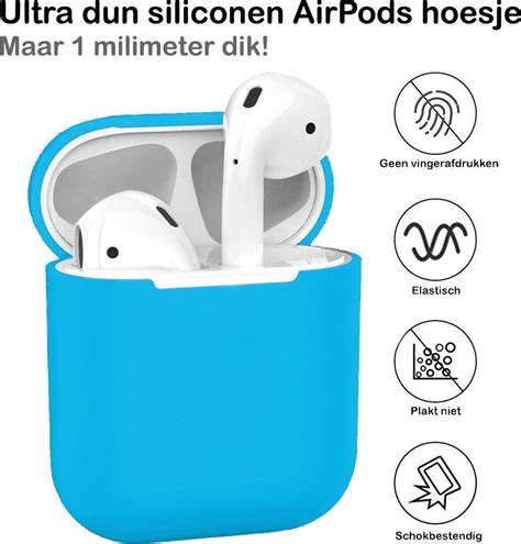 hoes voor apple airpods  case siliconen hoesje ultra dun lichtblauw bolcom