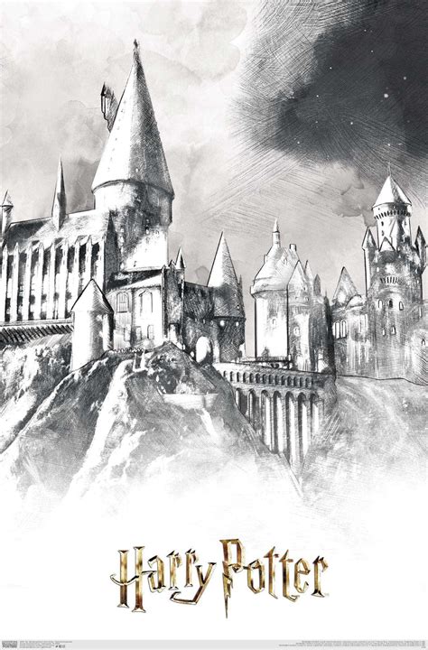 wizarding world harry potter illustrated hogwarts poster