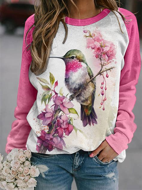 Plum Bossom Hummingbird Long Sleeve Top – Wonder Closets