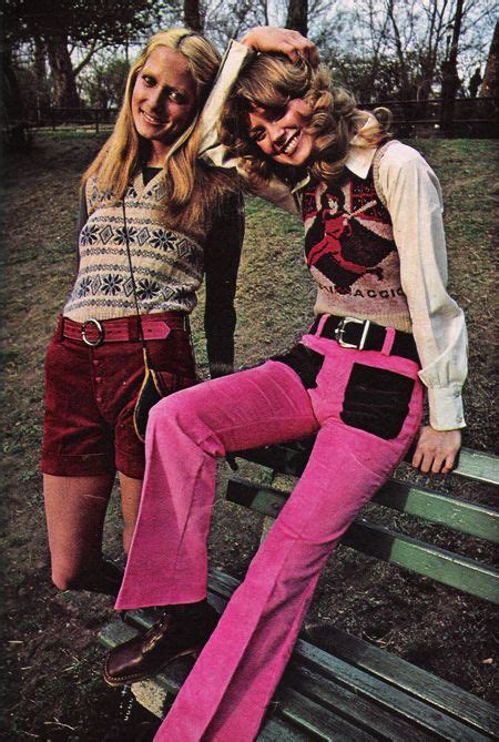 corduroy jeans in pink and brown seventeen magazine july 1971 vintage fashion mode année