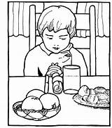 Coloring Pages Before Clipart Kids Thank Jesus Eat God Eating Bible Prayer Pray Praying Dinner Color Christian Sheets Children Boy sketch template