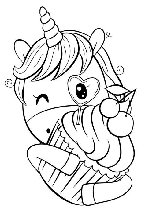 kawaii unicorn coloring page  printable coloring pages magical