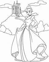 Coloring Pages Cinderella Princess Disney Cartoon Printable Popular sketch template