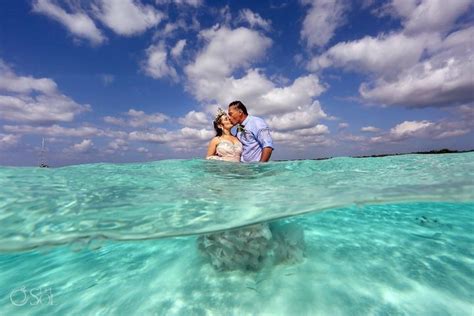 this couple got married on a sandbar in the middle of the caribbean sea