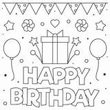 Birthday Coloring Happy Vector Printable Card Cards Illustration Pages Kids Him Adults Print sketch template