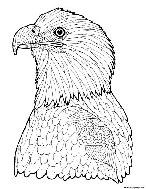 bald eagle zentangle page adult hard advanced coloring page printable