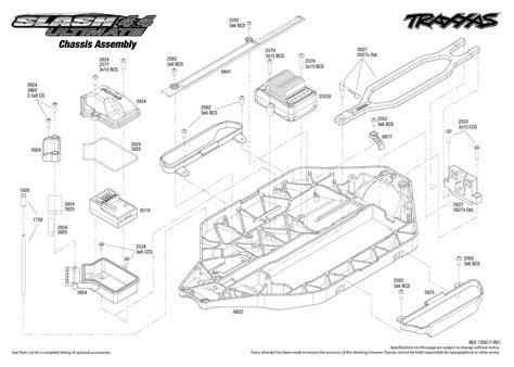 traxxas slash  ultimate  chassis assembly exploded view traxxas