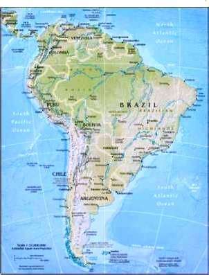 south america physical map  kids