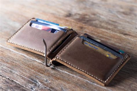 leather money clip wallet personalized handmade