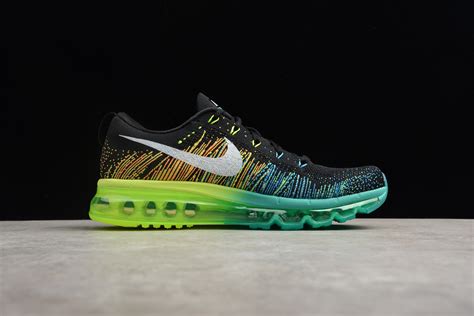 mens nike flyknit air max blackturbo green volt running shoes