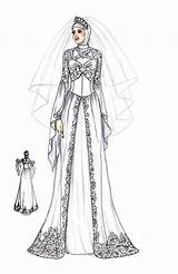 Kebaya Gaun Sketsa Busana Pengantin Pesta Ilustrasi Gown Terusan Kunjungi Avantie Croquis sketch template
