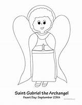 Gabriel Archangel Saint Angel Drawing Coloring Sheet Kids Getdrawings sketch template