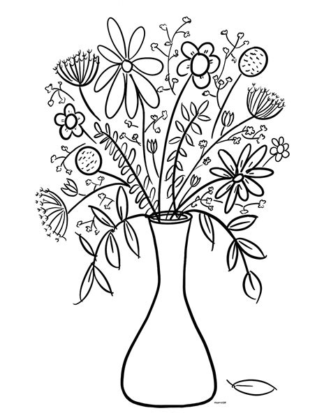printable coloring page floral bouquet  laugh rowe
