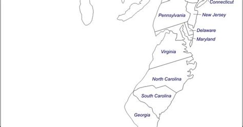 estados unidos las 13 colonias mapa gratuito mapa mudo