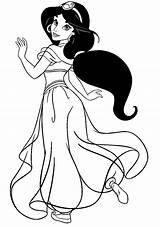 Jasmine Jasmin Aladdin Prinzessin Pampekids Coloringtop Malvorlage sketch template