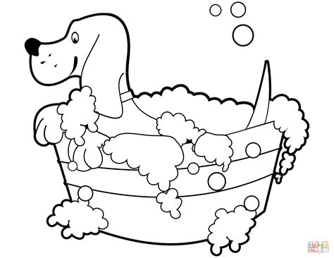 dog  bath coloring page  printable coloring pages