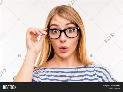 Surprised Girl Glasses Image And Photo Free Trial Bigstock