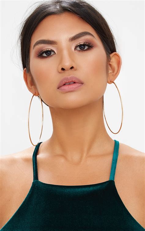 gold extra large hoop earring accessories prettylittlething usa