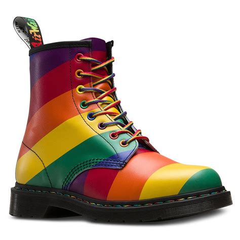 dr martens  pride unisex leather  eyelet ankle boots multi