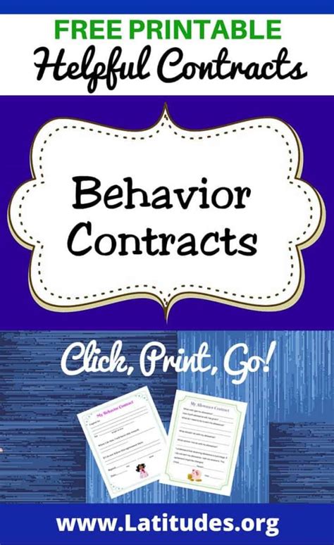 printable behavior contracts  students acn latitudes
