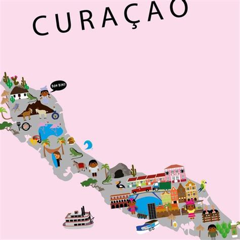 kaart van curacao  poster  cm roze maison maps bolcom
