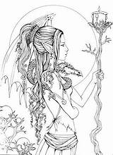 Coloring Pages Gothic Fairy Sheets Adult Mystical Books Adults Printable Fantasy Colouring Rocks Color Fairies Mandala Book Paper Cool Cz sketch template