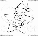 Star Clipart Outlined Wearing Santa Hat Happy Christmas Royalty Illustration Toon Hit Rf sketch template