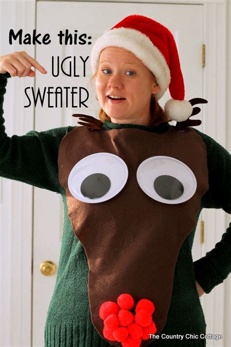 diy ugly sweater  rudolph  country chic cottage