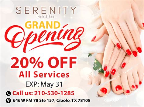 serenity nails spa save    grand opening beauty coupons
