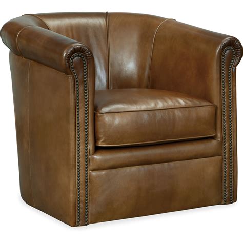 hooker furniture club chairs cc sw  axton swivel leather club chair  nailhead trim