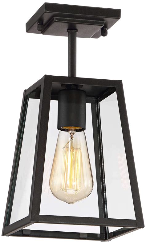 arrington modern outdoor ceiling light fixture mystic black  clear glass damp rated